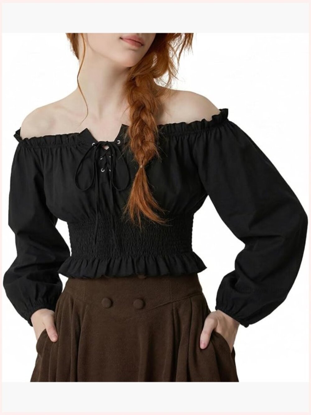 Off Shoulder Long Sleeve Renaissance Peasant Blouse Boho Top